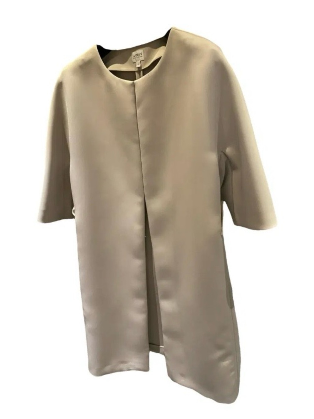 Armani Collezioni Beige Cream Collarless Pea Coat
